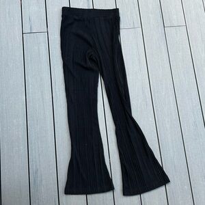 Soft Black Ribbed Flare Pants
